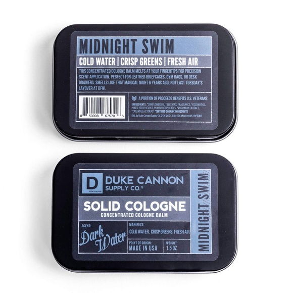 2 TINS Duke Cannon Solid Cologne : Midnight Swim.       **TWO TINS FOR $40*** - Picture 2 of 4